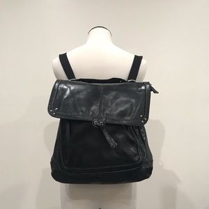 THESAK BlackLeather Convertible Backpack Crossbody